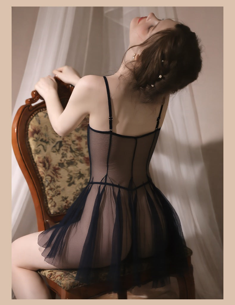 Sheer Mesh Deep-V Nightgown & Thong Set - product image 23